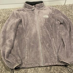 Gray fuzzy north face
